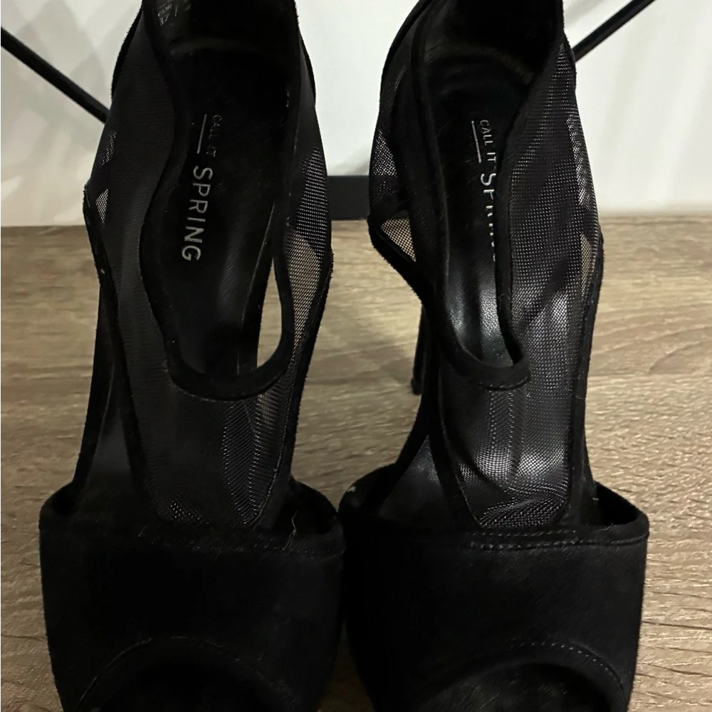 Call It Spring Black Mesh Heels - Picture 2 of 3